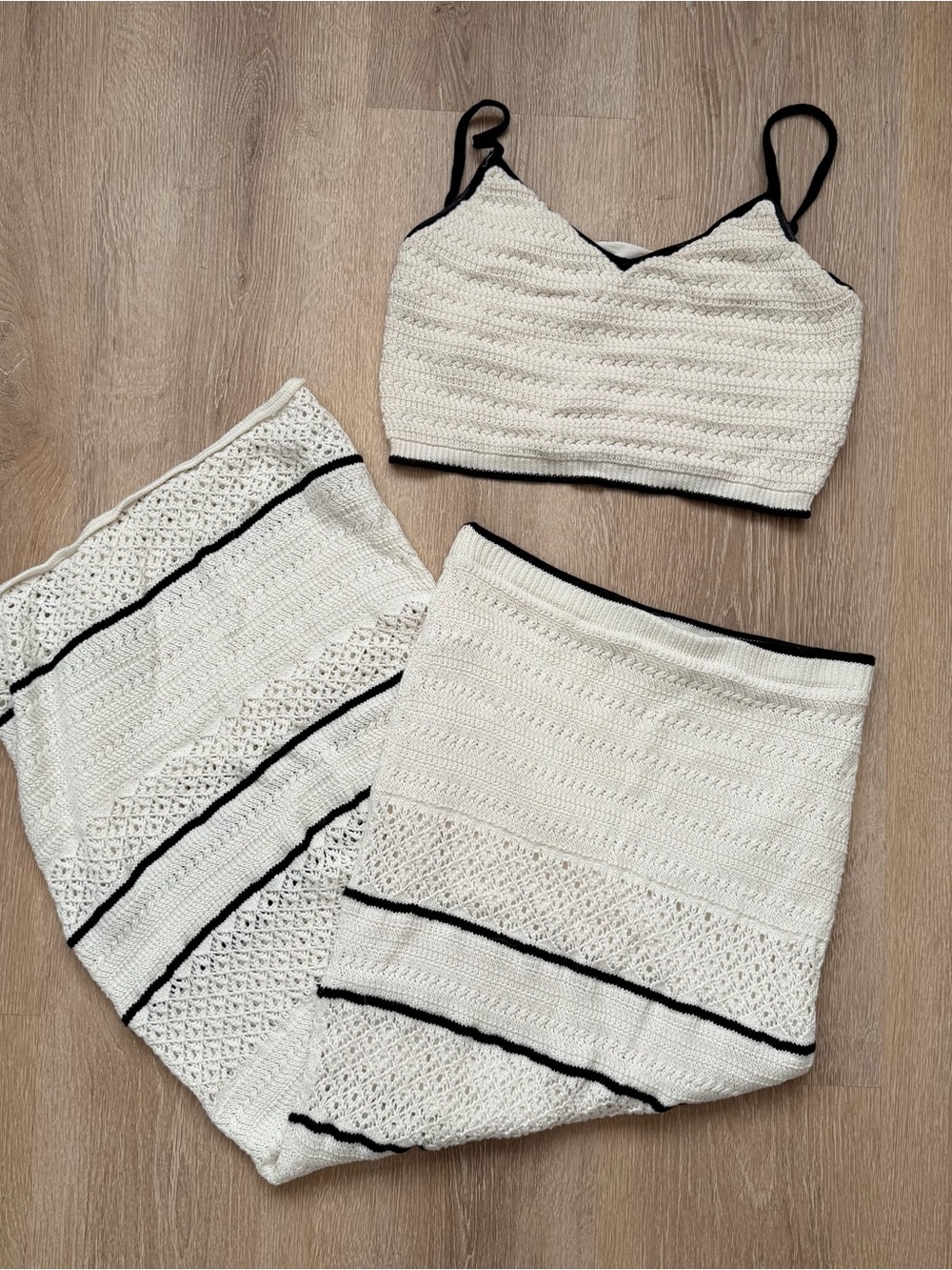 Abercrombie & Fitch Cream Crochet Maxi Skirt and Crop